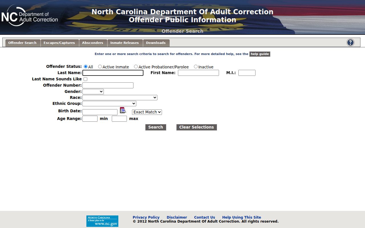 Kannapolis people search using North Carolina correctional records