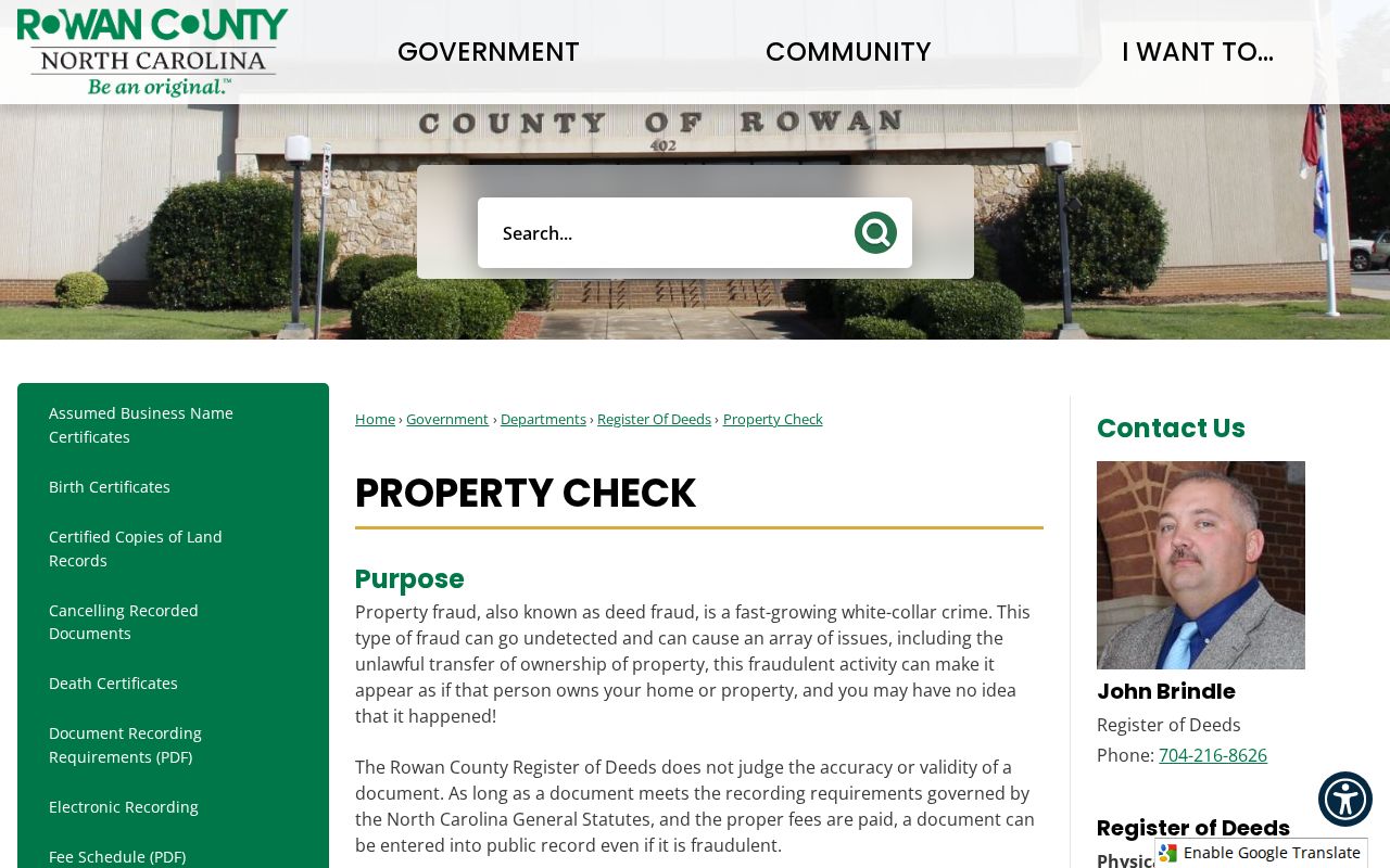 Kannapolis people directories Rowan County Property Check page