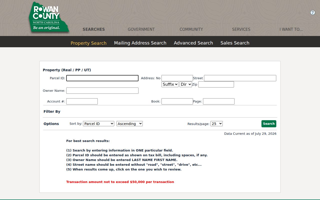 Kannapolis public record access through Rowan Property Search