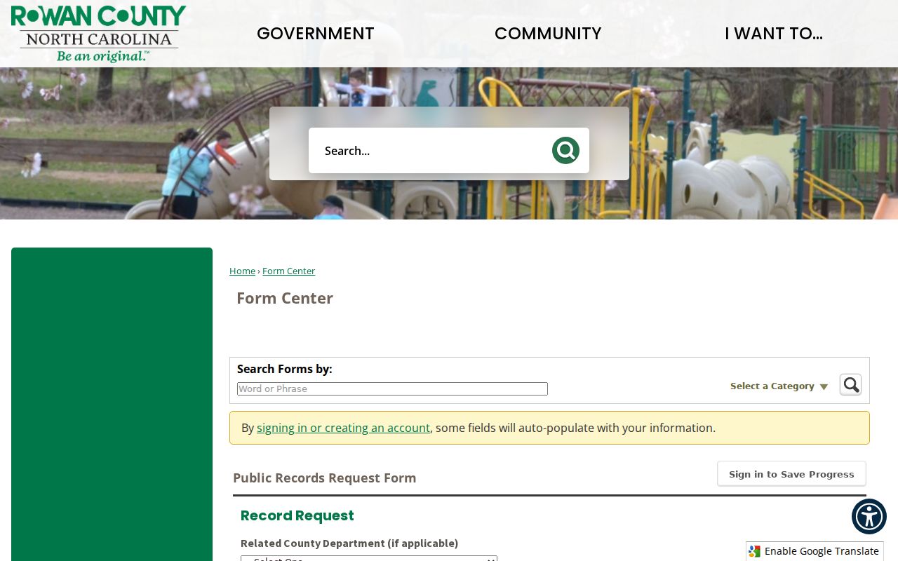 Kannapolis public records request form for Rowan County